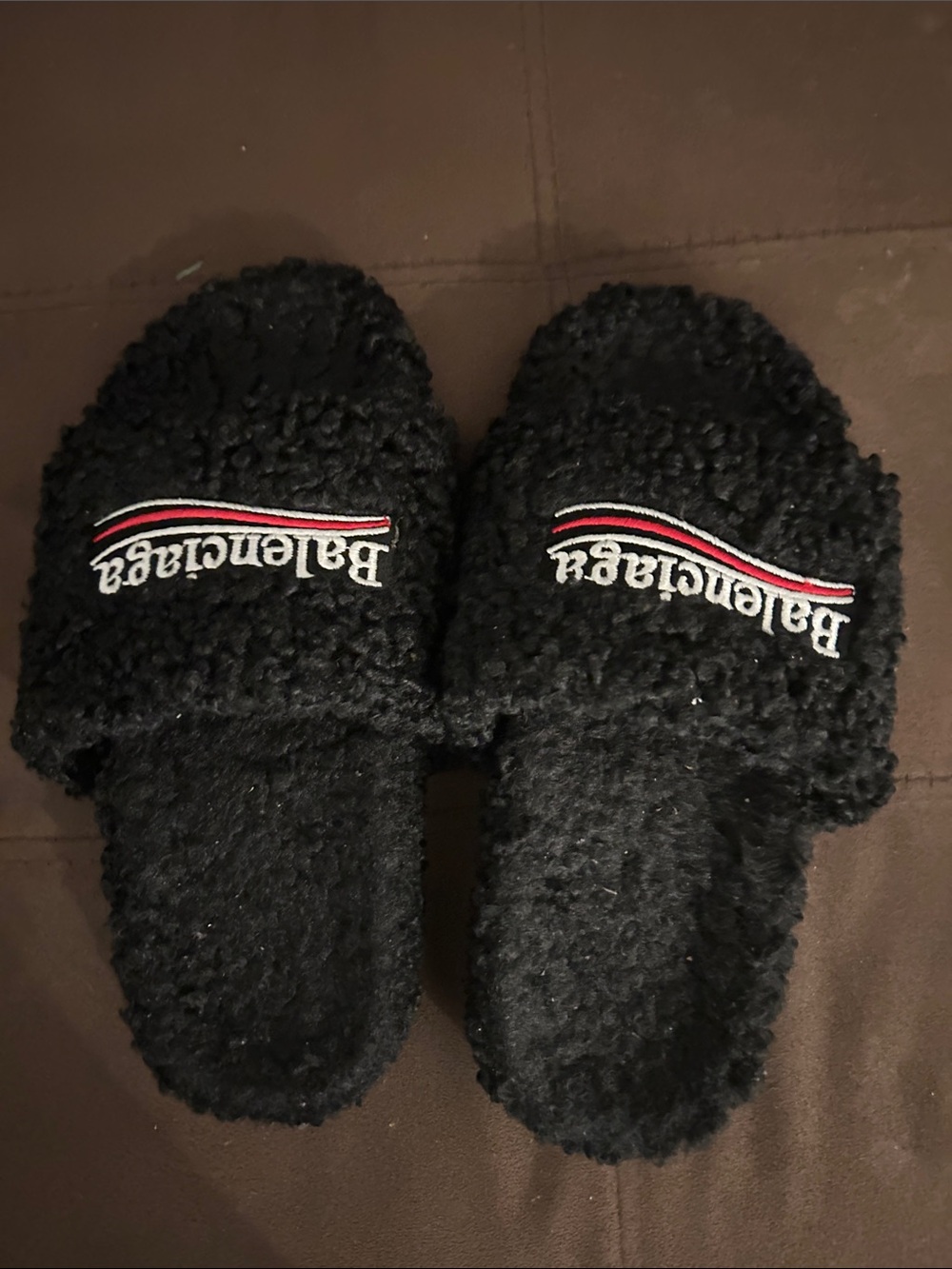 Balenciaga Black Sherpa Slide Slippers - Men's/Womens